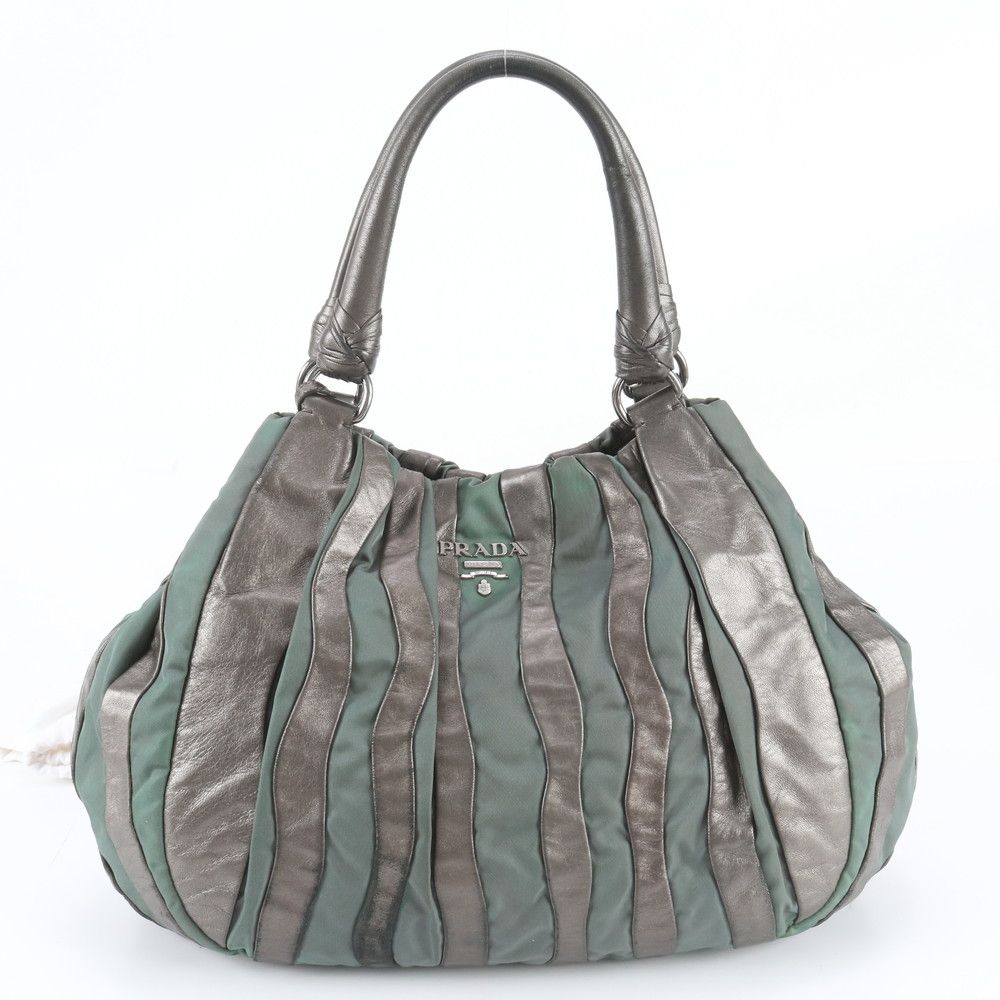 Prada White Tag Tessuto Nylon Crimson Leather Tote Bag Shoulder