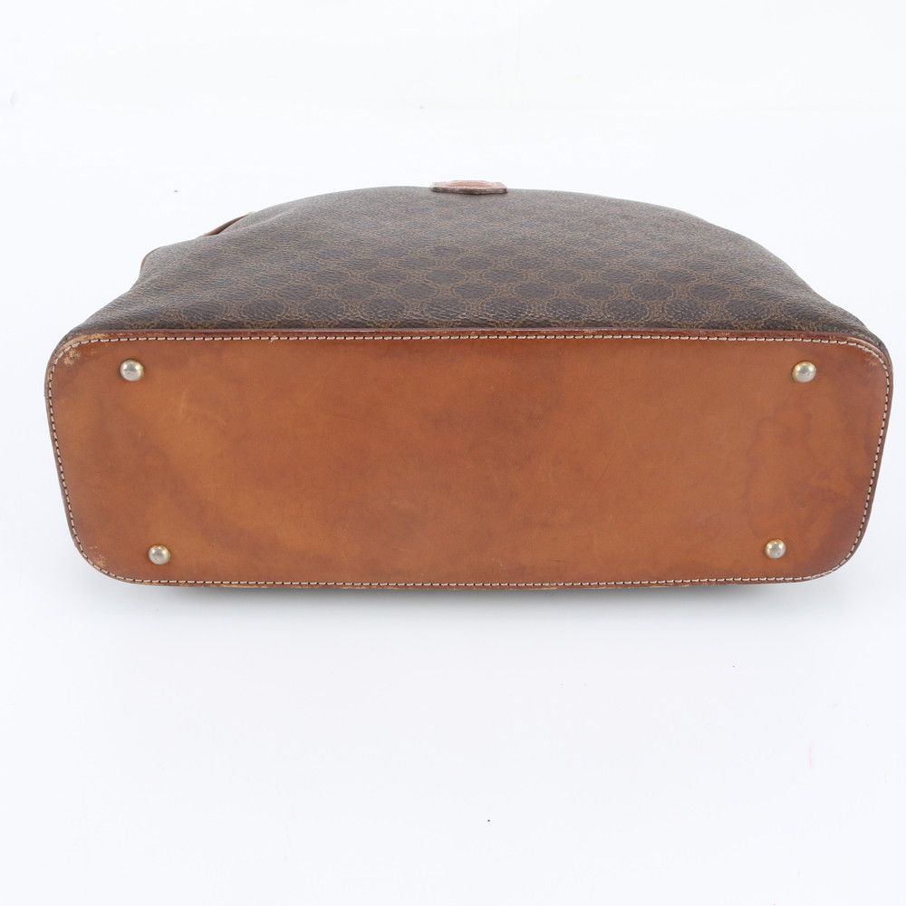 Celine Vintage Macadam Triomphe Leather Handbag Tote Brown — view 5