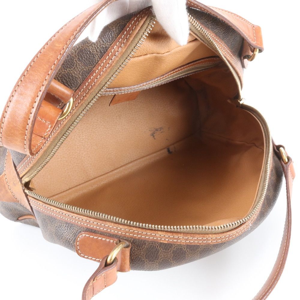 Celine Vintage Macadam Triomphe Leather Handbag Tote Brown — view 7