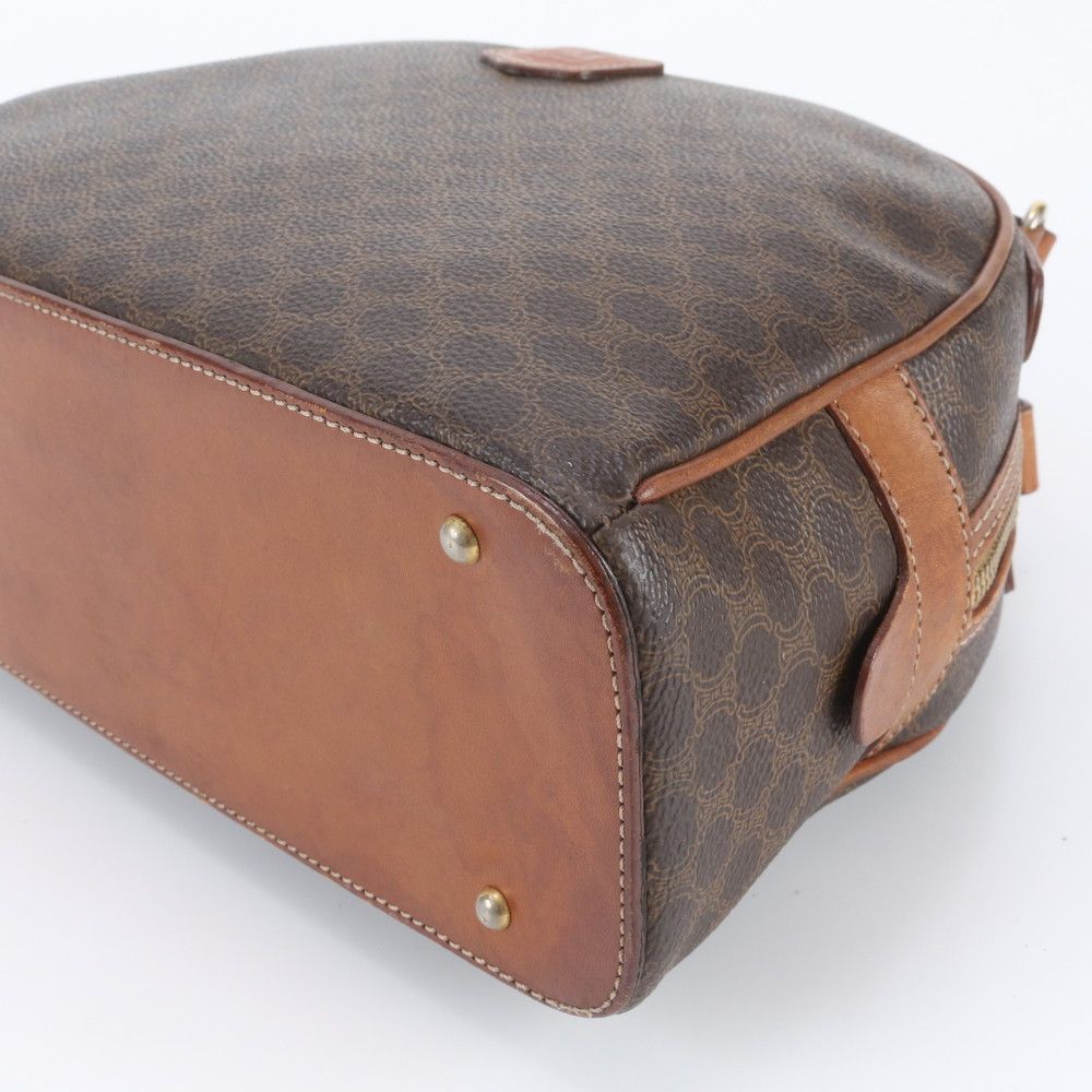 Celine Vintage Macadam Triomphe Leather Handbag Tote Brown — view 4