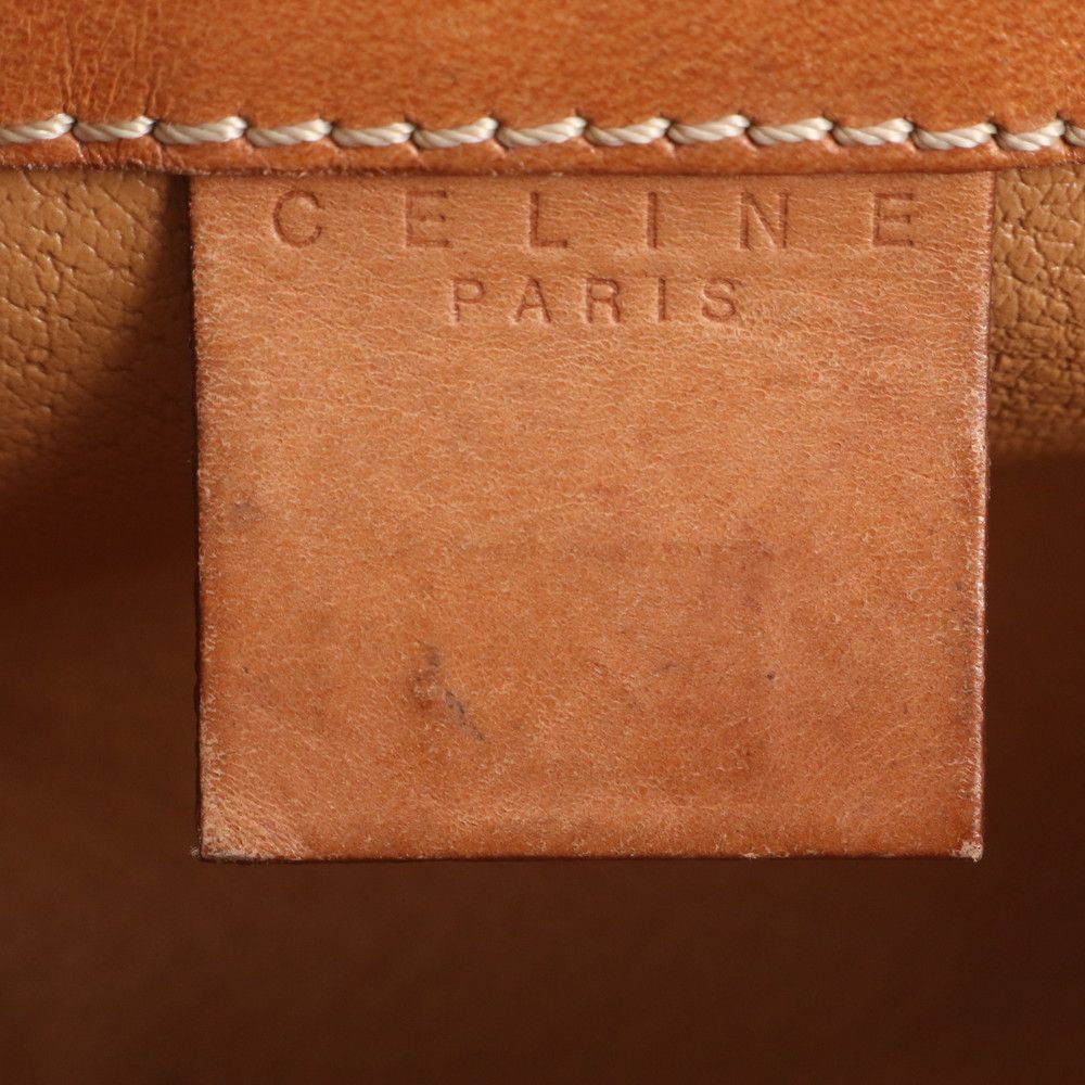 Celine Vintage Macadam Triomphe Leather Handbag Tote Brown — view 8