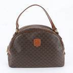 Celine Vintage Macadam Triomphe Leather Handbag Tote Brown