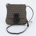Fendi FF Zucchino Leather Shoulder Bag Crossbody Brown