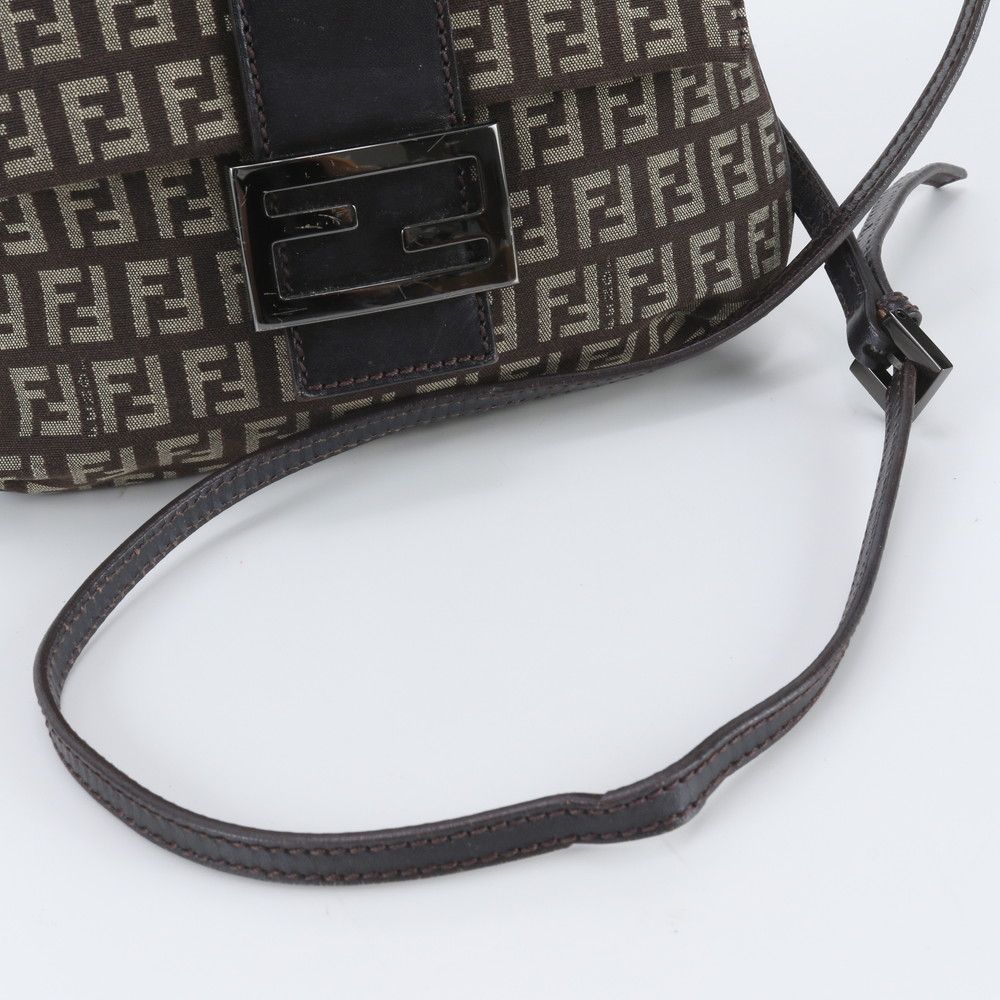 Fendi FF Zucchino Leather Shoulder Bag Crossbody Brown — view 2