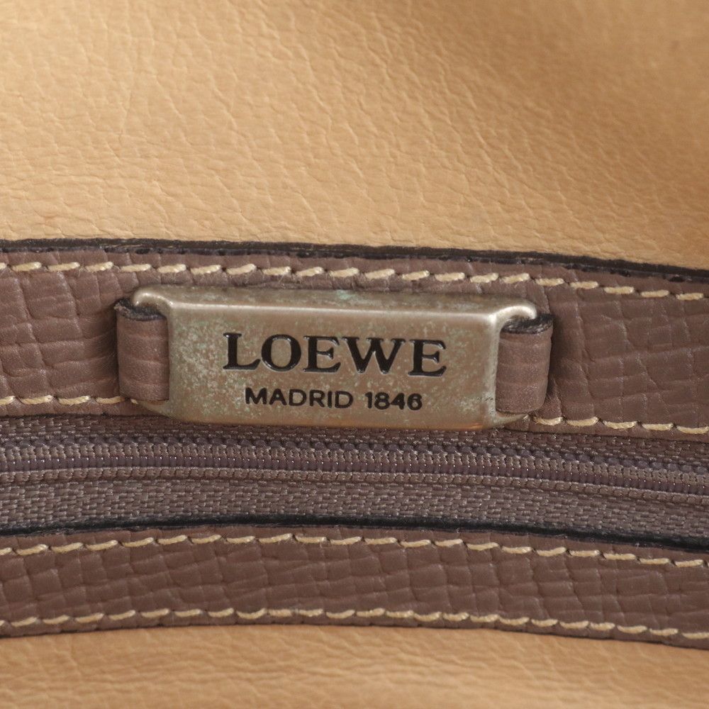 Loewe Leather Tote Bag Shoulder Hand Silver Brown — view 8
