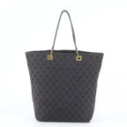 Gucci GG Canvas Leather Tote Bag Shoulder Hand Black — view 3