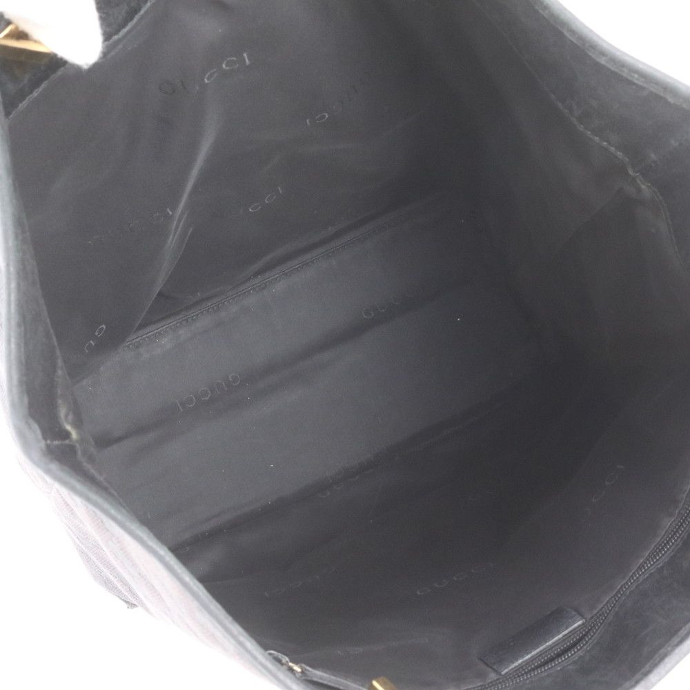Gucci GG Canvas Leather Tote Bag Shoulder Hand Black — view 7