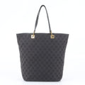 Gucci GG Canvas Leather Tote Bag Shoulder Hand Black