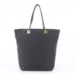 Gucci GG Canvas Leather Tote Bag Shoulder Hand Black