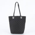 Gucci GG Canvas Leather Tote Bag Shoulder Hand Black