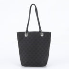 Gucci GG Canvas Leather Tote Bag Shoulder Hand Black