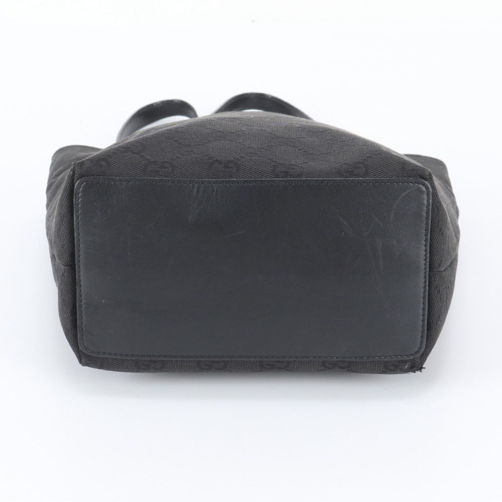 Gucci GG Canvas Leather Tote Bag Shoulder Hand Black — view 6
