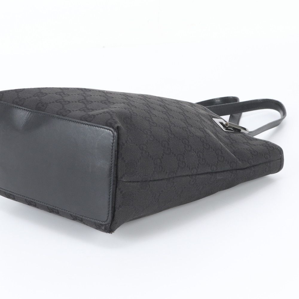 Gucci GG Canvas Leather Tote Bag Shoulder Hand Black — view 4