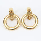 Celine Vintage Circle Logo Earrings Gold — view 2