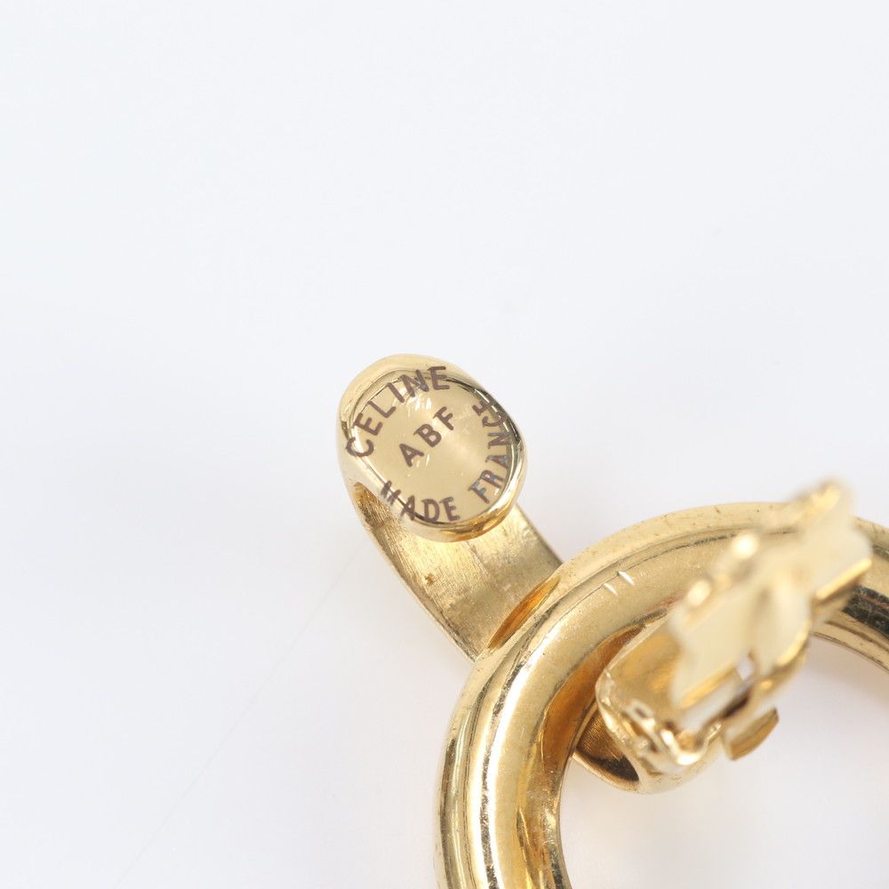 Celine Vintage Circle Logo Earrings Gold — view 6