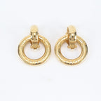 Celine Vintage Circle Logo Earrings Gold