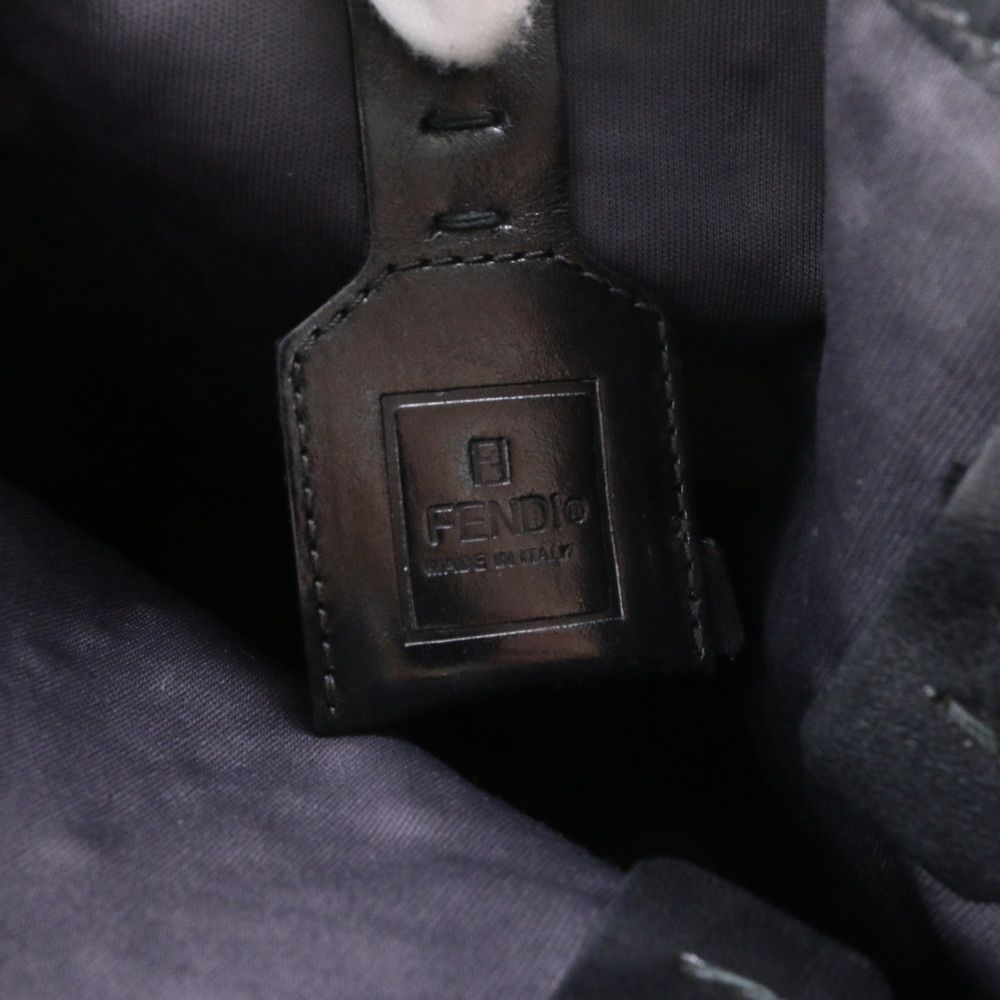 Fendi FF Zucca Leather Tote Bag Shoulder Hand Black — view 8
