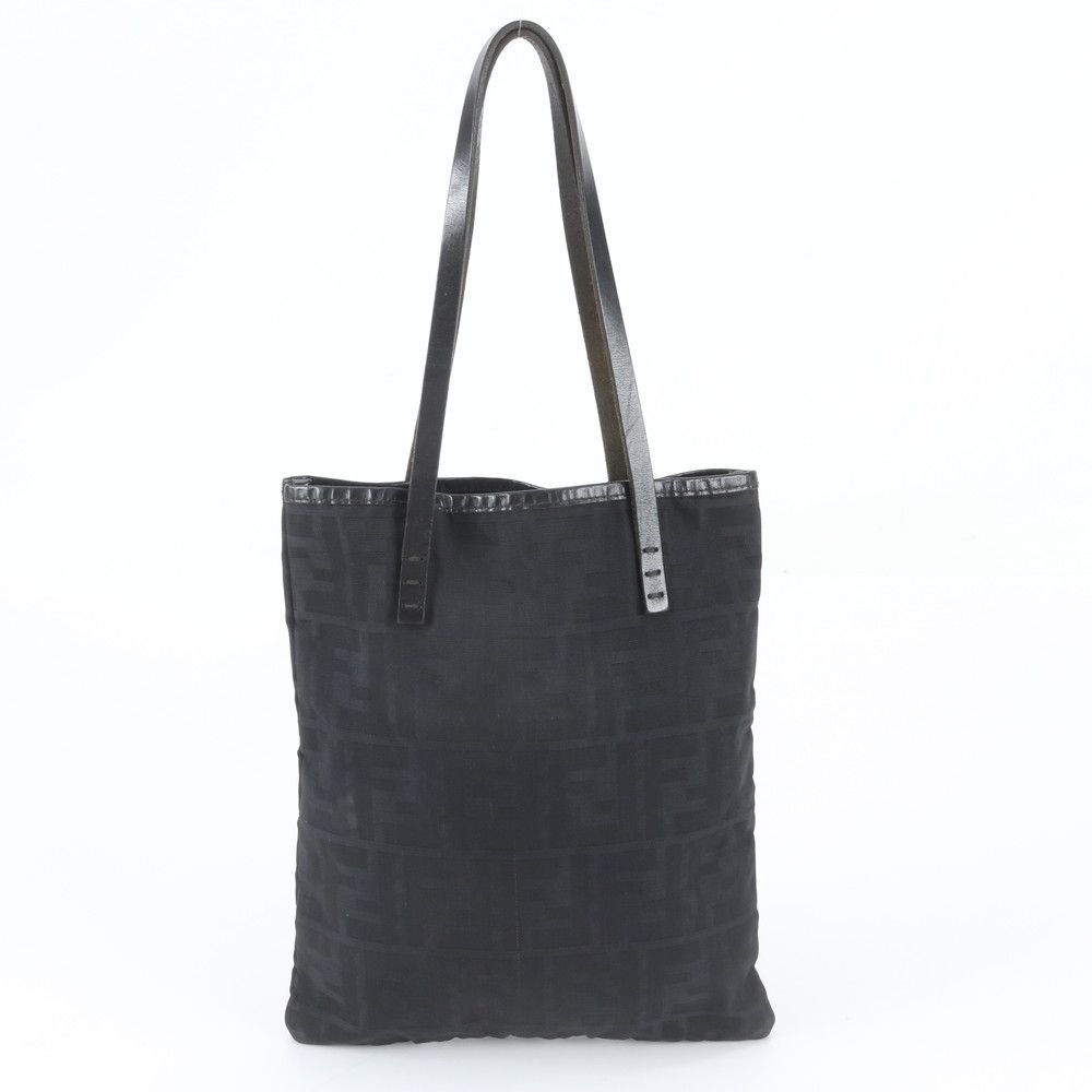 Fendi FF Zucca Leather Tote Bag Shoulder Hand Black — view 3