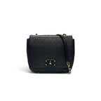 Chanel Shoulder Bag Black Gold Quilted Turnlock CC Logo Chain