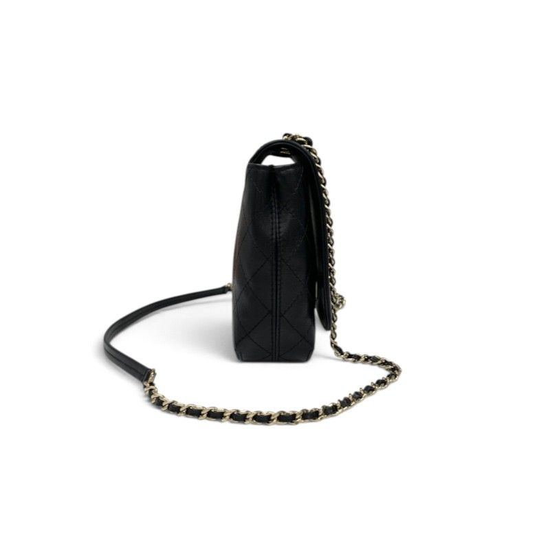 Chanel Shoulder Bag Black Gold Quilted Turnlock CC Logo Chain — view 2