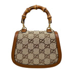 Gucci Shoulder Bag Bamboo Crystal Mini Top Handle GG Canvas Leather Logo — view 2