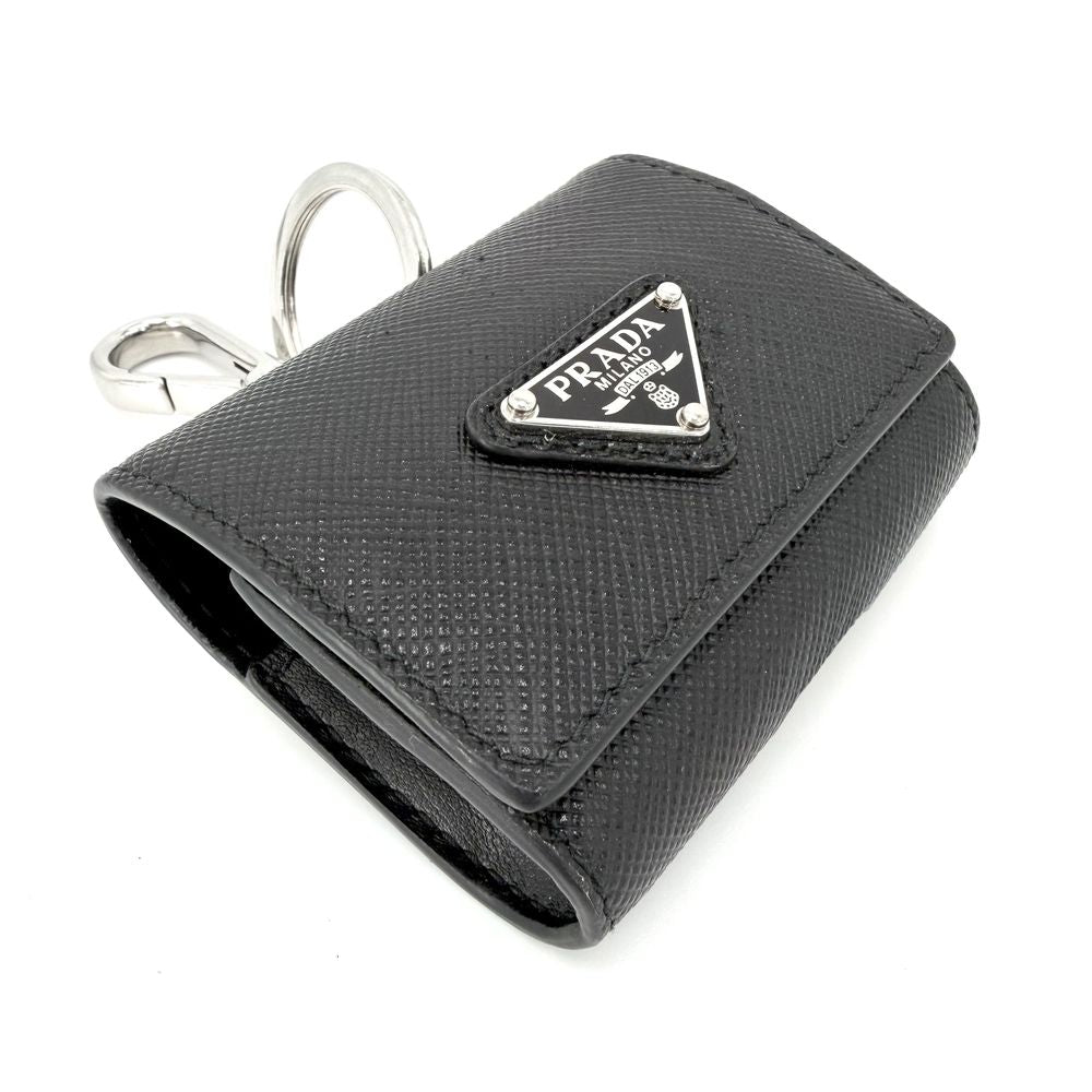 Prada Pouch Earphones Case Leather Black Silver — view 3