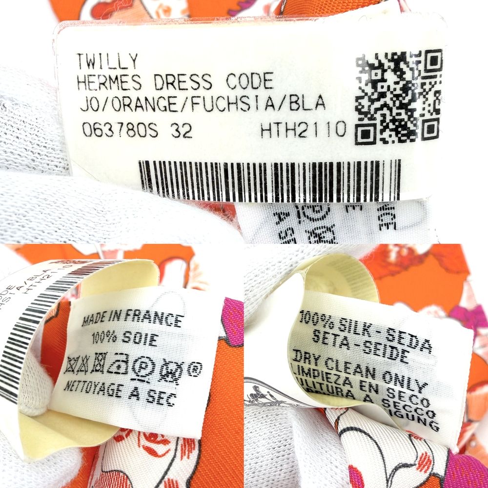 Hermes Scarf Twilly Dress Code Silk Orange Pink — view 4