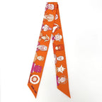 Hermes Scarf Twilly Dress Code Silk Orange Pink — view 2