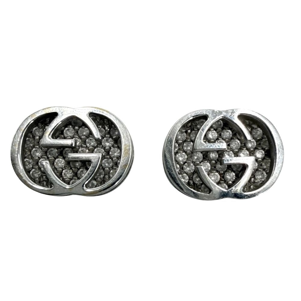 Gucci Earrings Interlocking G WG 18k White Gold Diamond