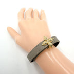 Louis Vuitton Bracelet Monogram Mini Flower Glam Adjustable Leather Beige Brown — view 2