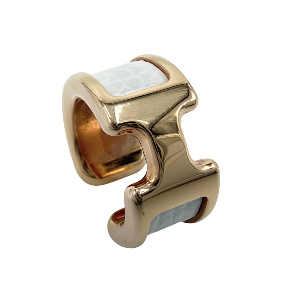 Hermes Earrings Olympe PM Ear Cuff Leather Plated White Gold