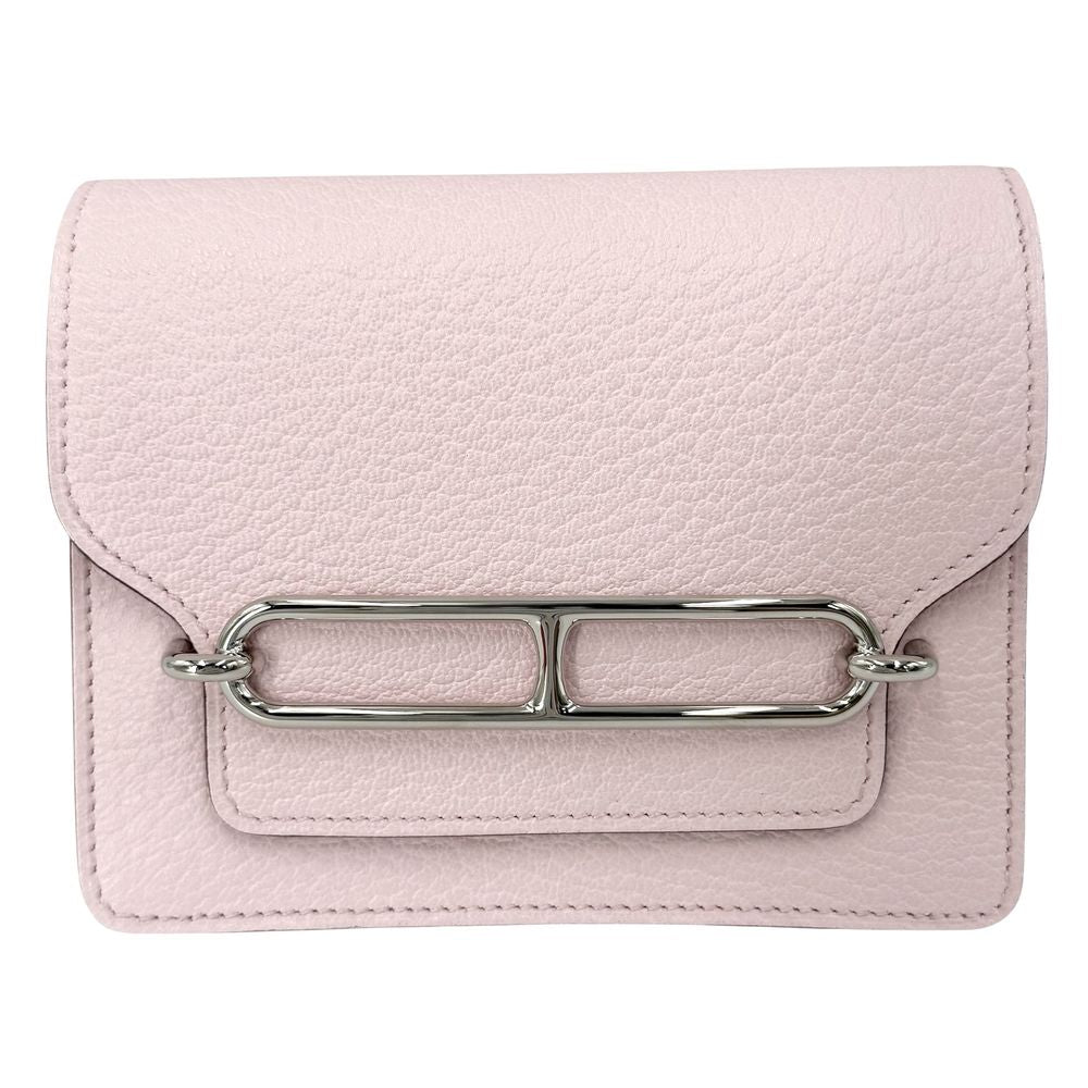 Hermes Bifold Wallet Roulis Slim Leather Pink Silver