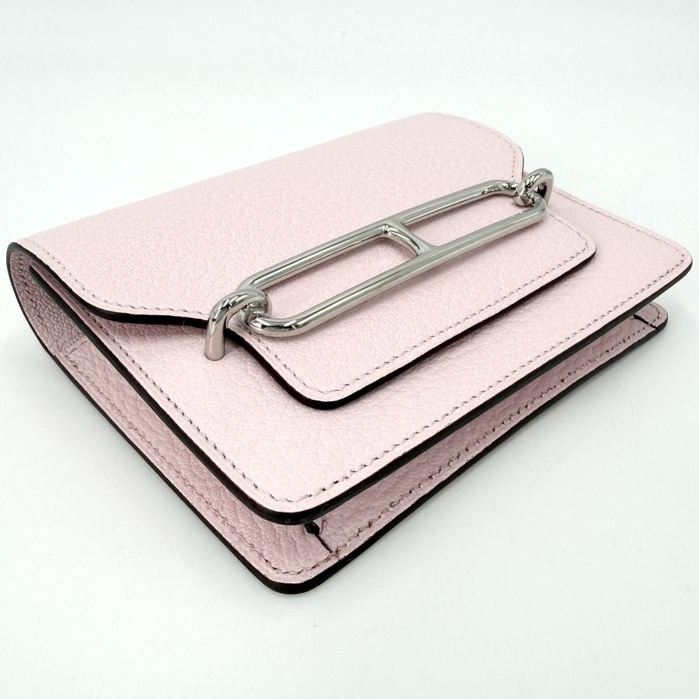 Hermes Bifold Wallet Roulis Slim Leather Pink Silver — view 3
