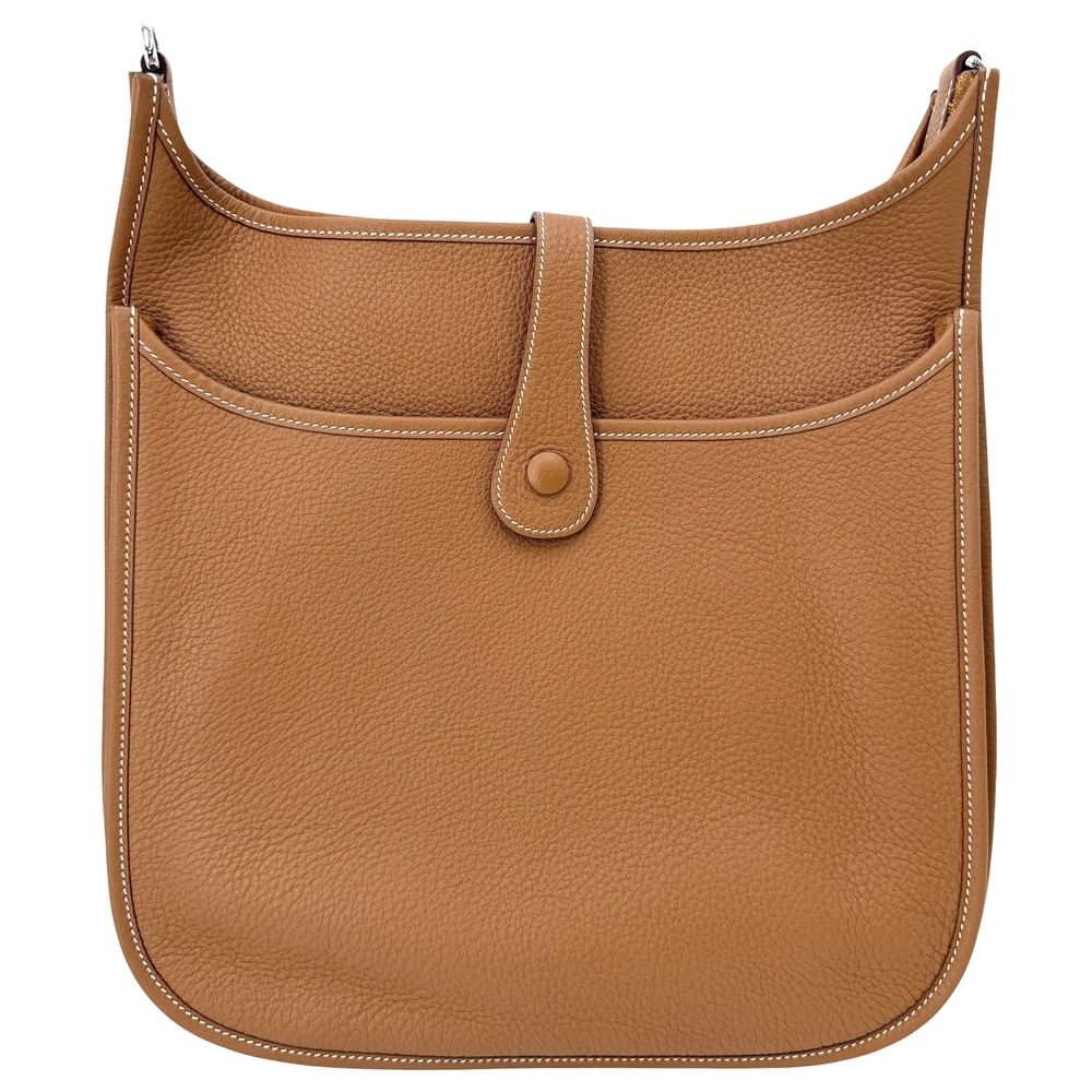 Hermes Shoulder Bag Evelyne 2 GM Leather Brown Silver — view 2