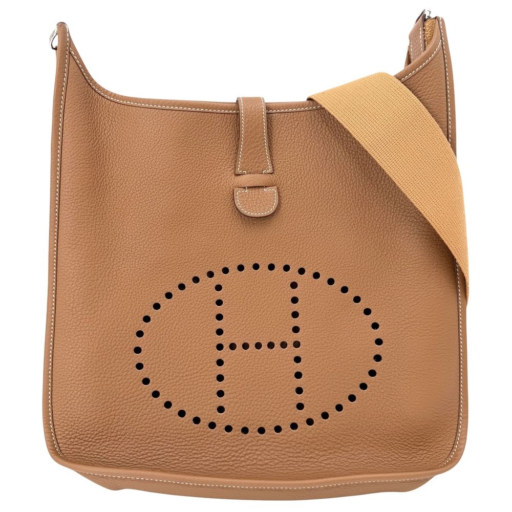 Hermes Shoulder Bag Evelyne 2 GM Leather Brown Silver