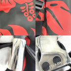 Prada Backpack Triangle Logo Hibiscus Shoulder Nylon Leather Black Red Silver — view 6