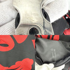 Prada Backpack Triangle Logo Hibiscus Shoulder Nylon Leather Black Red Silver — view 7