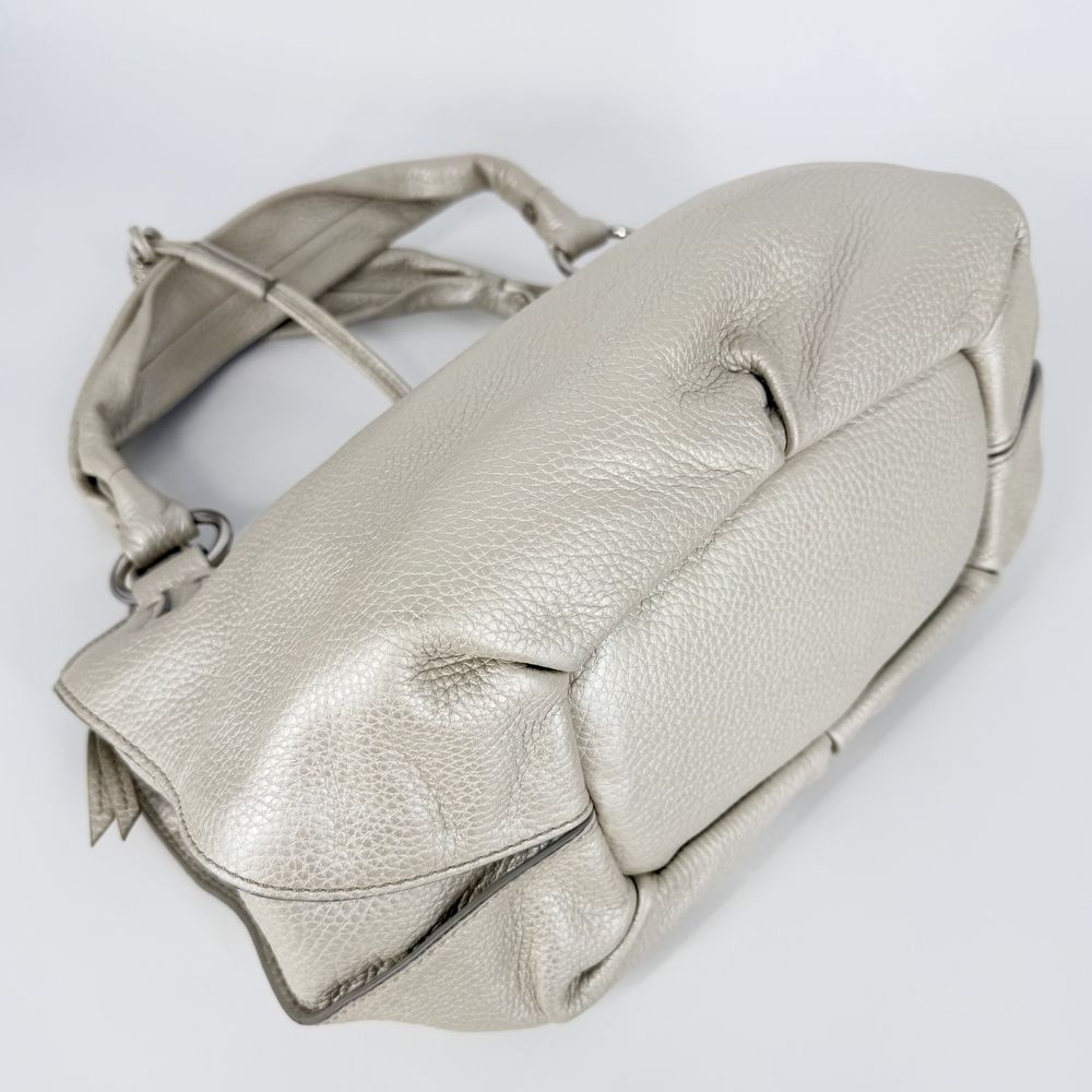 Celine Bittersweet Tote Metallic Shoulder Bag Leather Off White Silver — view 3