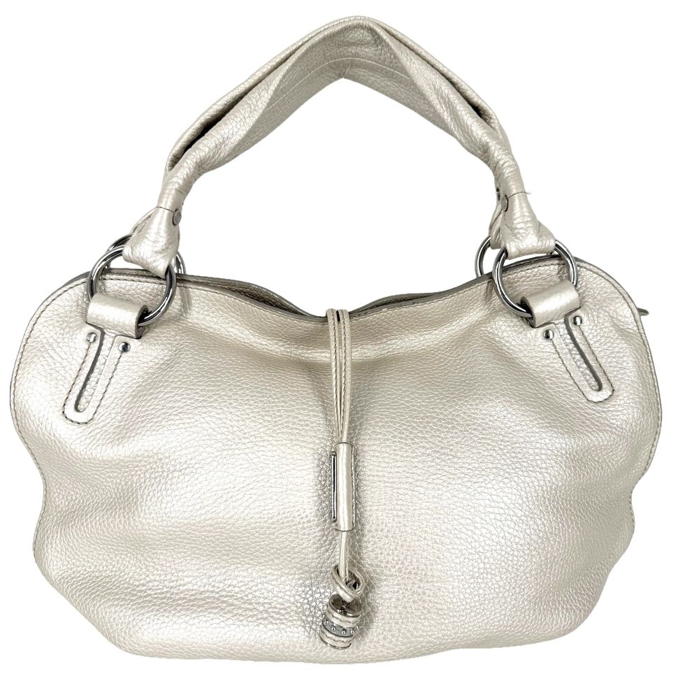 Celine Bittersweet Tote Metallic Shoulder Bag Leather Off White Silver