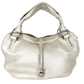 Celine Bittersweet Tote Metallic Shoulder Bag Leather Off White Silver