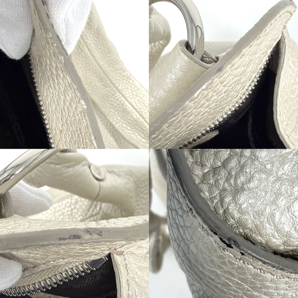 Celine Bittersweet Tote Metallic Shoulder Bag Leather Off White Silver — view 8