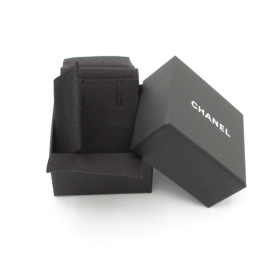 Chanel Earrings Silver Black White Flower CC Logo — view 4