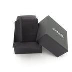 Chanel Earrings Silver Black White Flower CC Logo — view 4