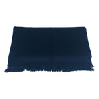 Hermes Silk Angora Reversible Geometric Fringe Scarf Navy Blue — view 4