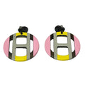 Hermes Earrings H Equipe Light Pink Gray Multi
