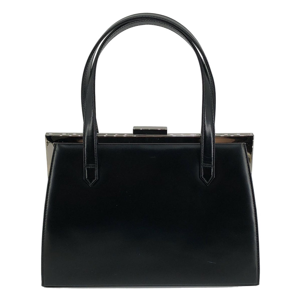 Saint Laurent Leather Kiss Lock Handbag Black Silver — view 2