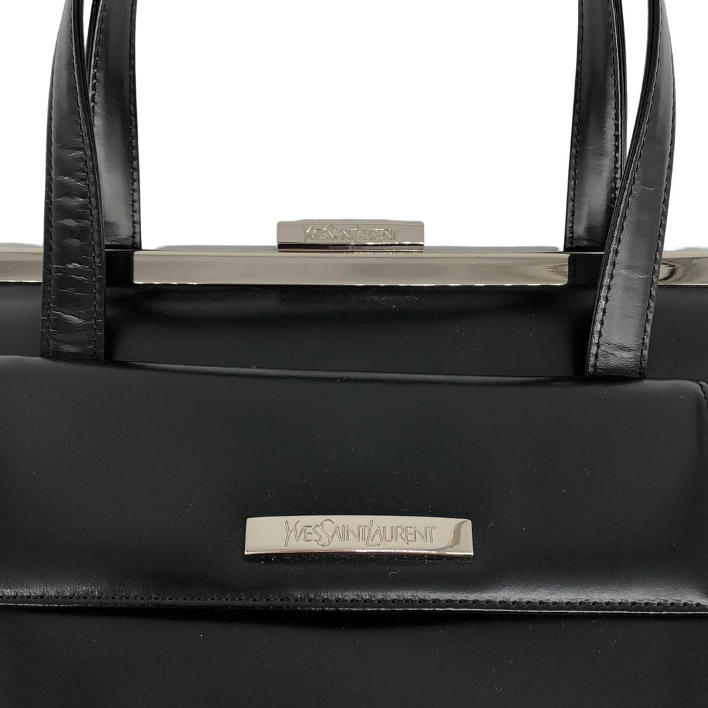 Saint Laurent Leather Kiss Lock Handbag Black Silver — view 5