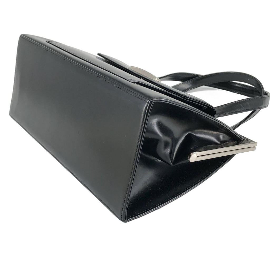 Saint Laurent Leather Kiss Lock Handbag Black Silver — view 7