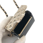 Chanel CC Logo Quilted Bag Necklace Black Silver — view 5