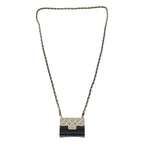 Chanel CC Logo Quilted Bag Necklace Black Silver — view 2